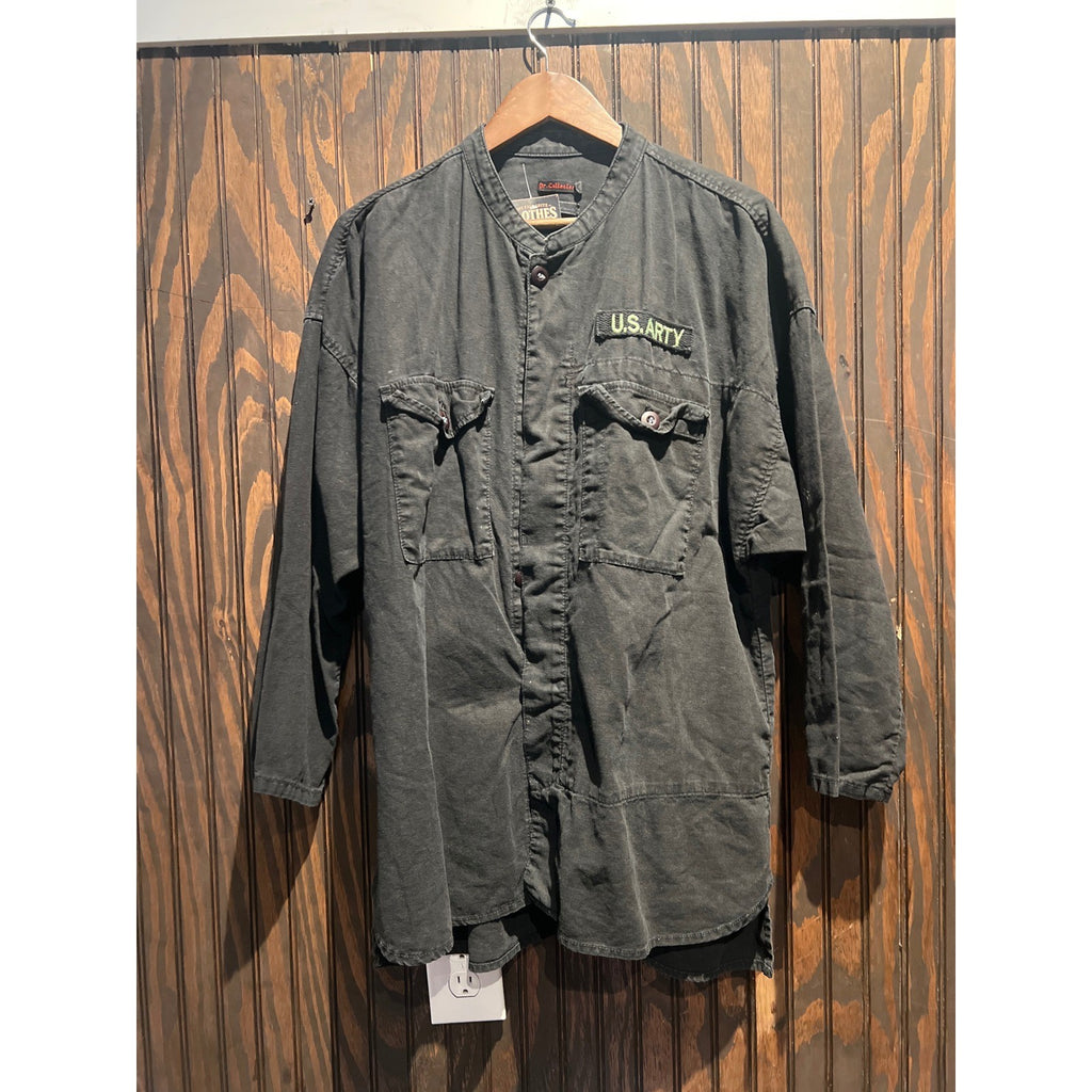 Dr Collectors US ARTY Patch Oversized Shirt Faded Black Military Workwear L XL