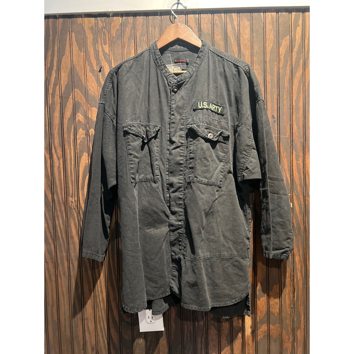 Dr Collectors US ARTY Patch Oversized Shirt Faded Black Military Workwear L XL