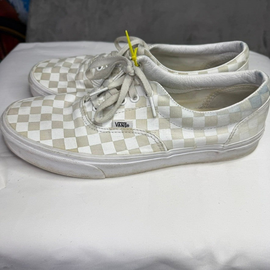 Vans Era Checkerboard Low Top Sneakers White Tan Casual Skate Shoes