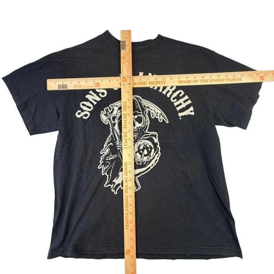 Sons of Anarchy Grim Reaper Skull Logo Black T Shirt Men's Large