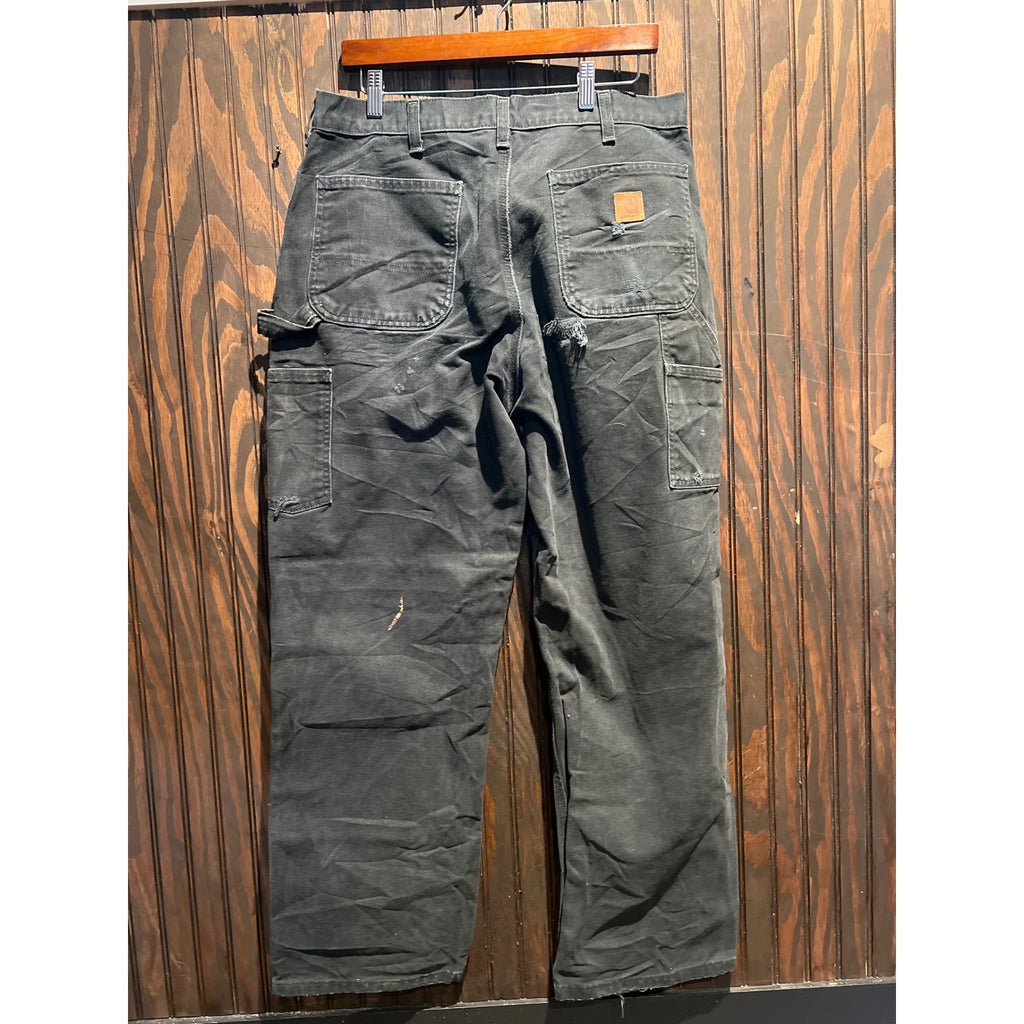 Carhartt B11 BLK Faded Black Duck Canvas Carpenter Pants Mens 34x27 Distressed