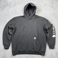 Carhartt Mens XL Black Full Zip Hoodie Fleece Lined Logo Pocket Workwear