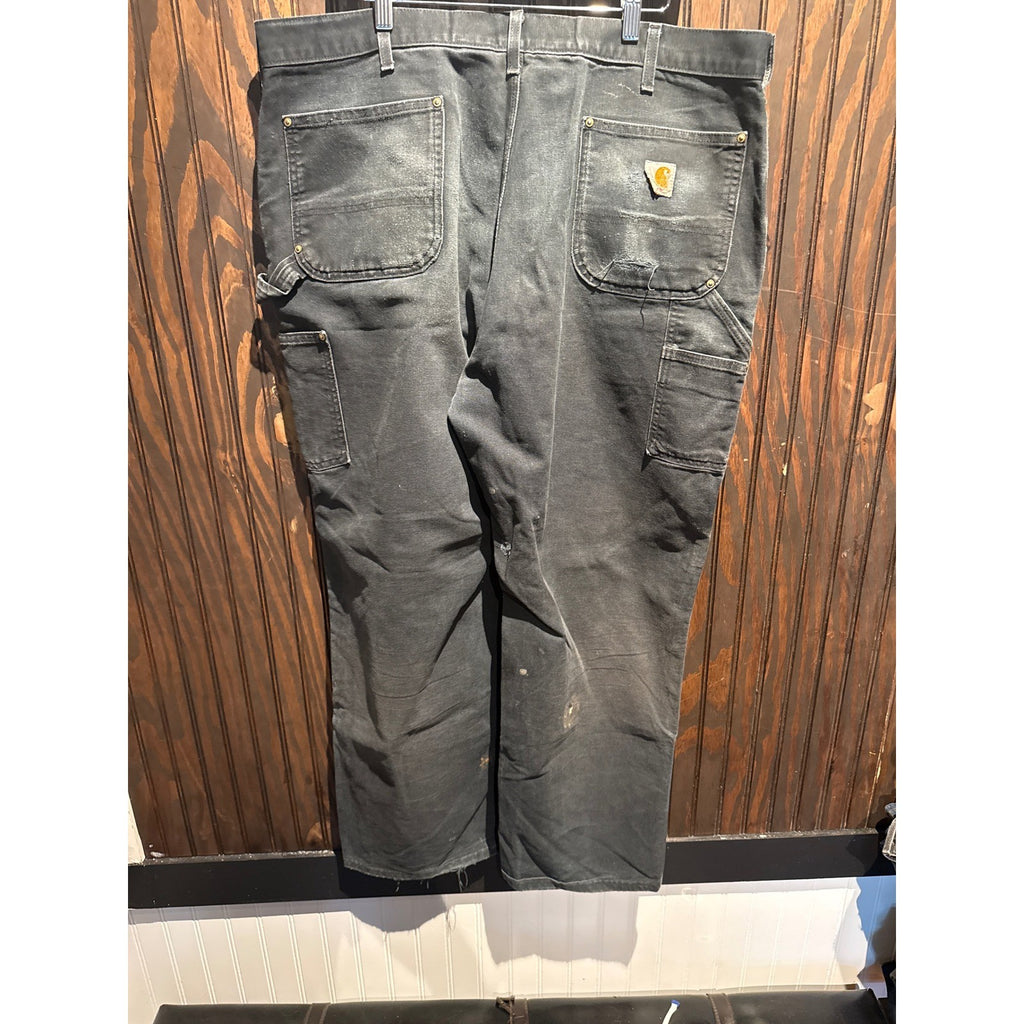 Carhartt B01 Double Knee Work Pants Mens 43x30 Distressed Black Carpenter Duck