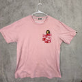 BAPE A Bathing Ape Pink Camo Pocket Ape Head T Shirt Size 2XL