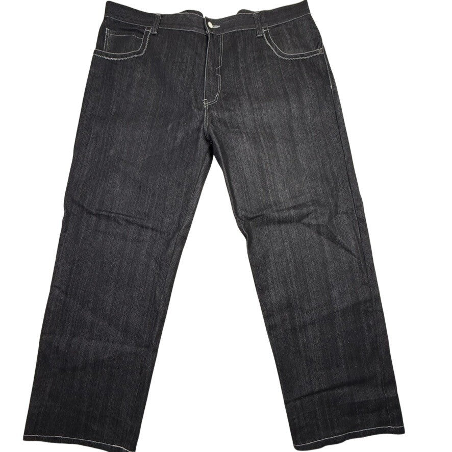 RAW LUCL Premium Clothing Mens Dark Wash Denim Jeans Embroidered Pockets 44x30