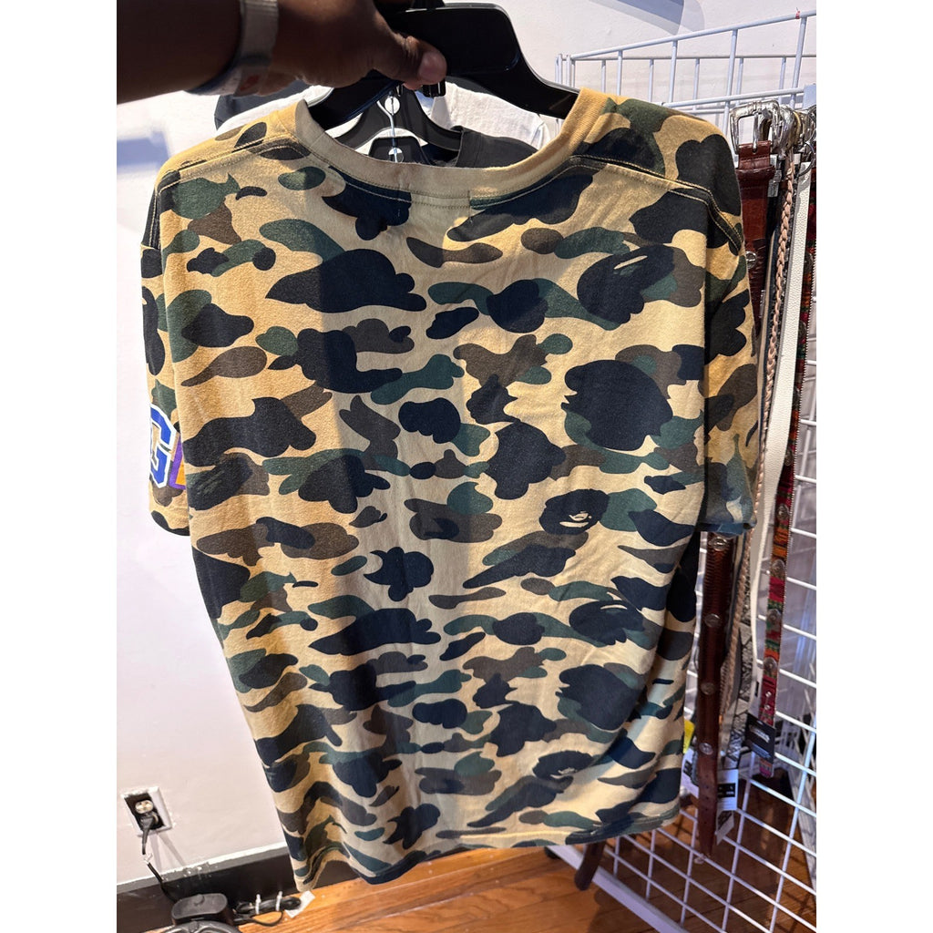 A Bathing Ape BAPE Shark Face 1st Camo Yellow T-Shirt Mens XL WGM Short Sleeve