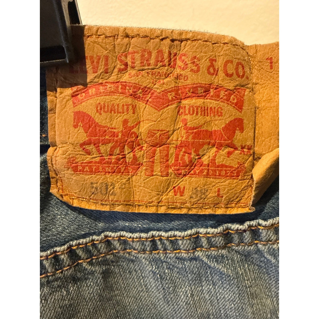 Mens Blue Denim Shorts Relaxed Fit Medium Wash Button Fly Size 48 Jorts