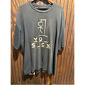 Vintage You Suck Hangman Graphic T-Shirt Faded Black Oversized Grunge Tee 27x32