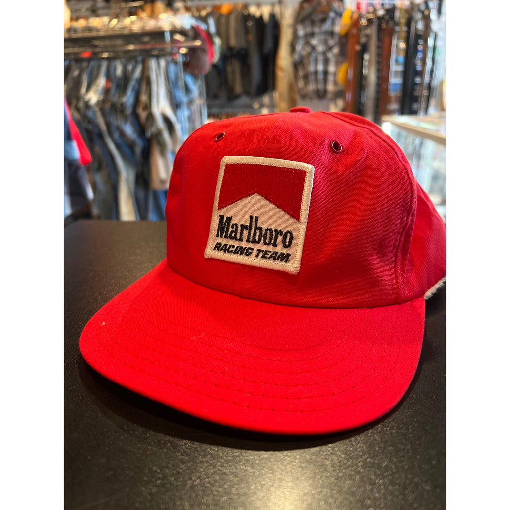 Vintage Marlboro Racing Team Snapback Hat Red Trucker Cap 90s Retro Adjustable