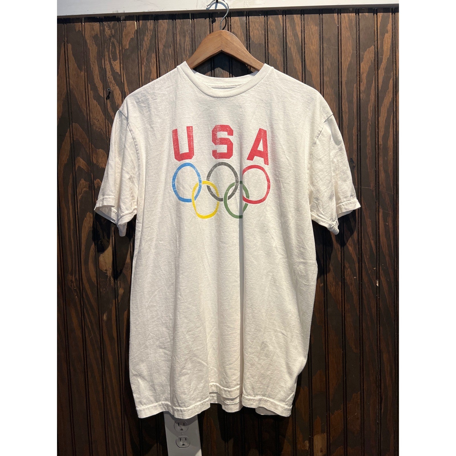 USA Olympics T-Shirt Mens XL White Short Sleeve Graphic Cotton Official Licensed