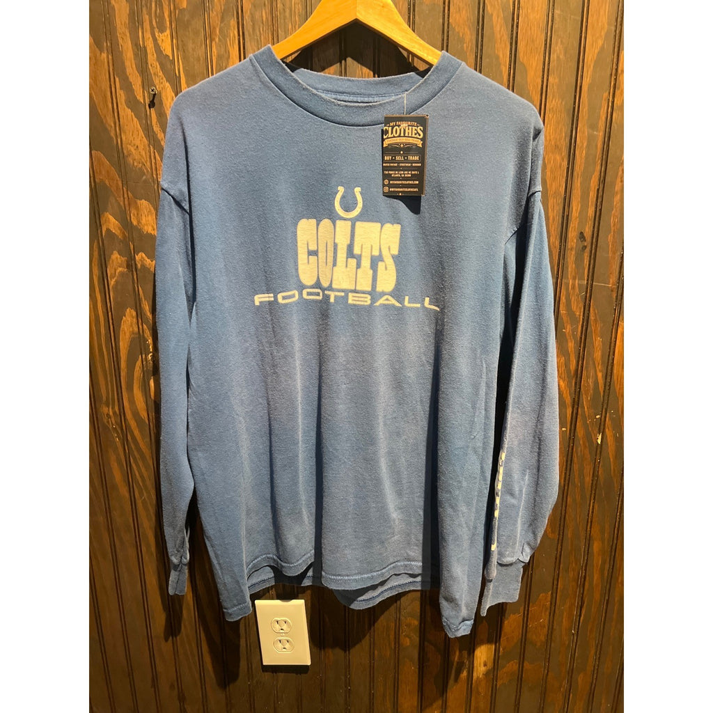 Indianapolis Colts Football Long Sleeve Graphic T-Shirt Faded Blue NFL Mens XL