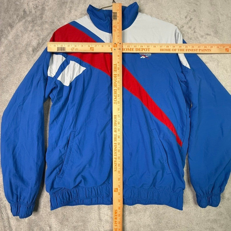 Reebok Track Jacket Blue Red White Color Block Full Zip Windbreaker Mens L