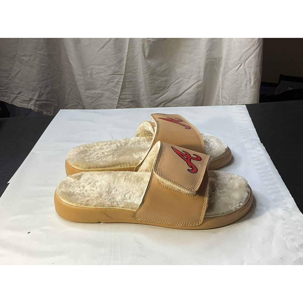 Atlanta Braves Fur Lined Slides Comfort Sandals Mules Sz 10