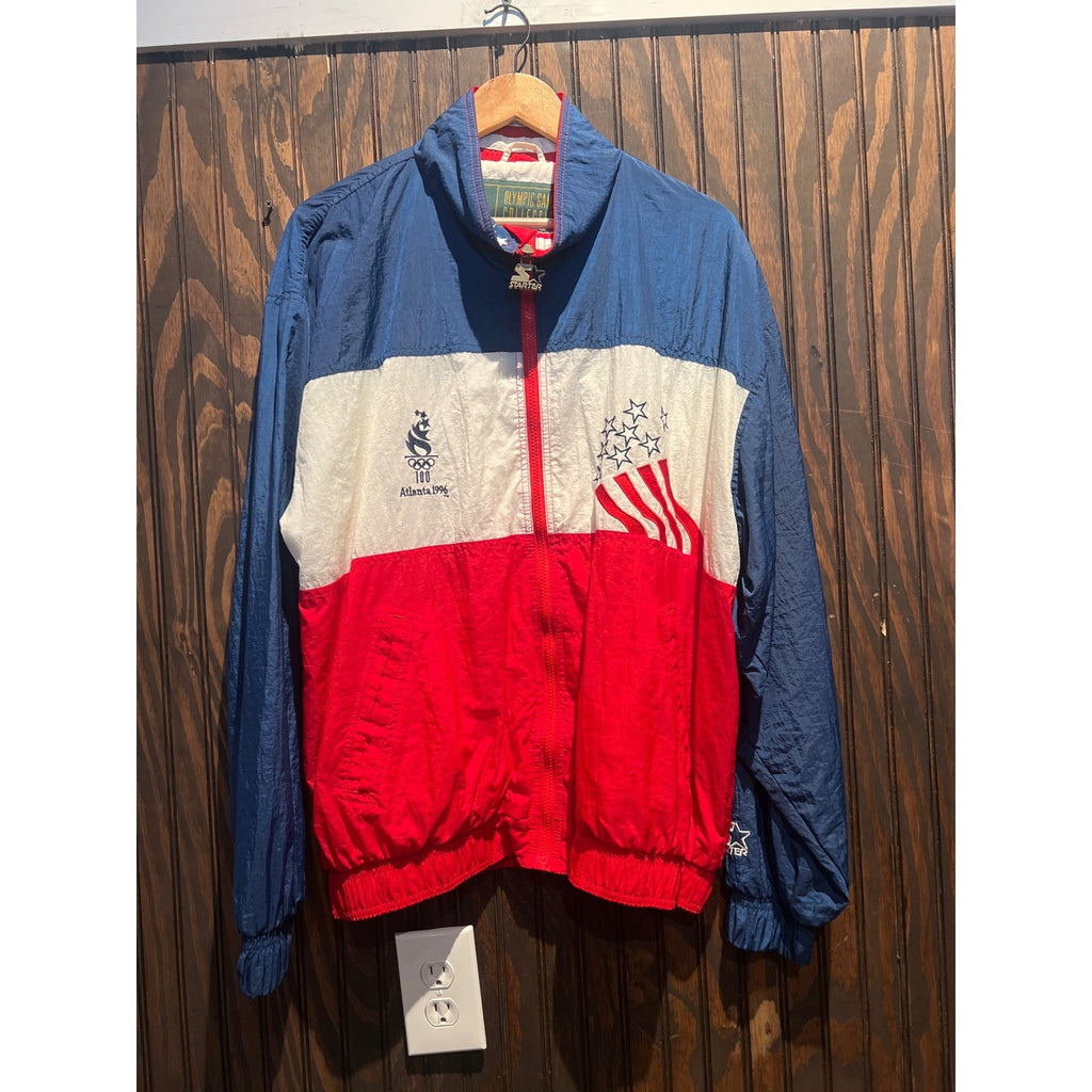 Vintage Starter 1996 Atlanta Olympics Windbreaker Jacket Red White Blue XL