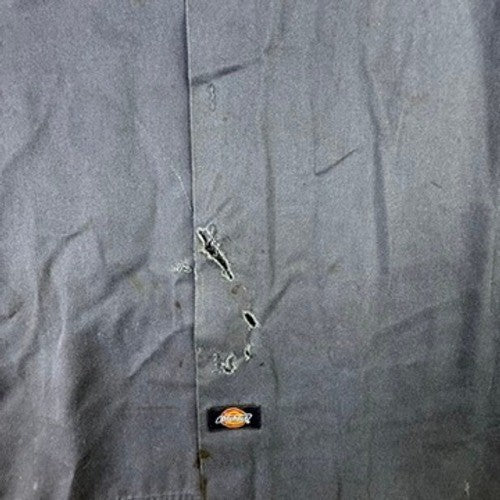 Dickies Mens Short Sleeve Work Shirt Navy Blue Distressed Thrashed Size Large