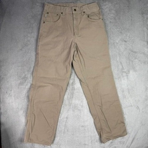 Carhartt Mens Tan Canvas Work Cargo Pants Relaxed Fit Size 34x30