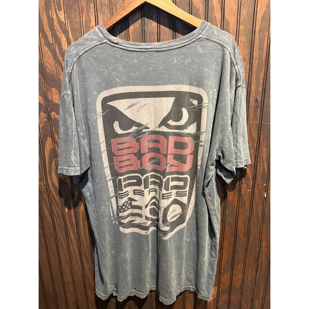 Bad Boy Pro Series MMA Graphic T-Shirt Acid Wash Charcoal Grey Mens XL