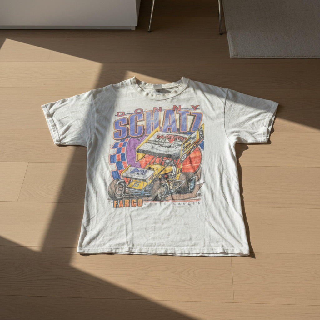 Vintage Donny Schatz Racing T-Shirt Mens XL Fargo North Dakota Sprint Car White