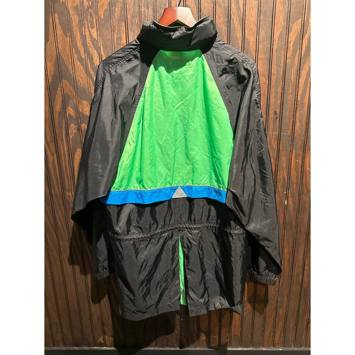 Vintage Reebok Windbreaker Jacket Black Green Blue Colorblock 90s Mens XL 24x33
