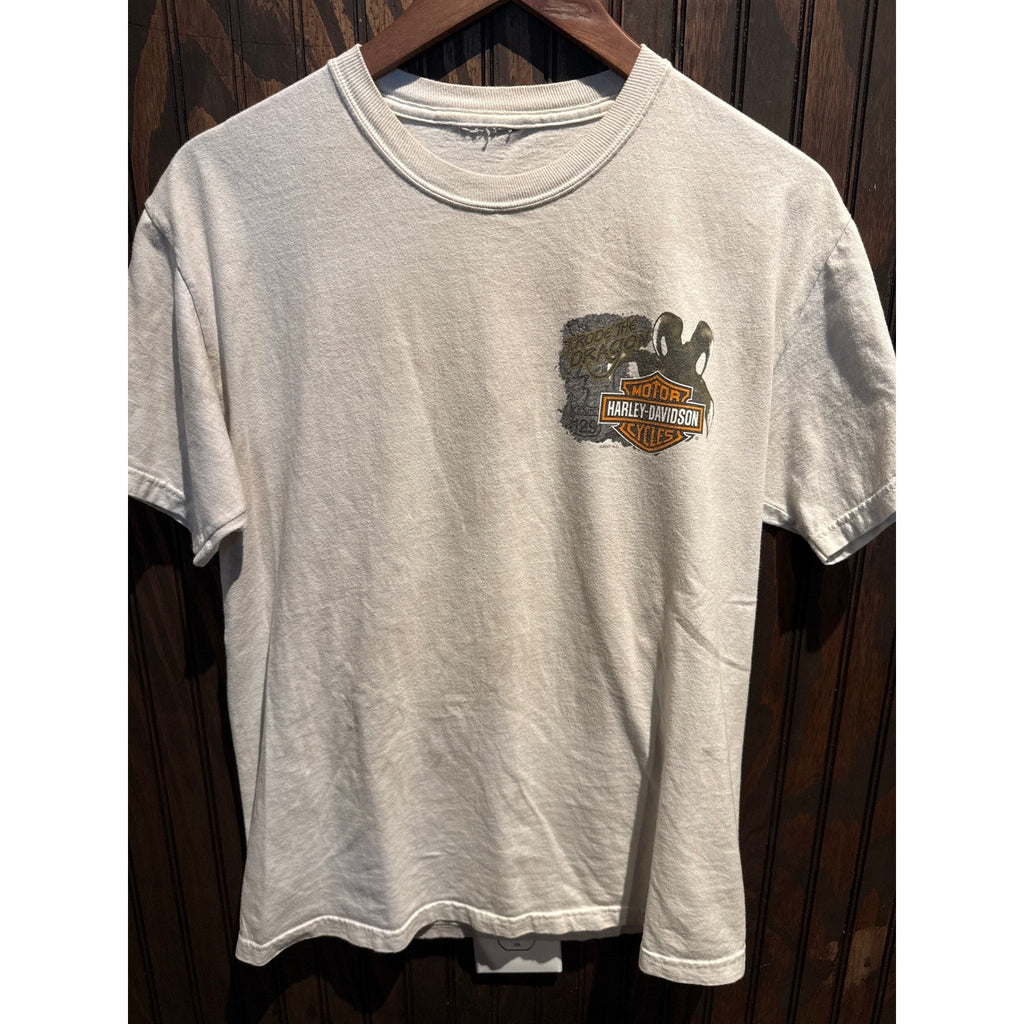 Harley-Davidson Tail of the Dragon US 129 Graphic T-Shirt White Mens M 19x27