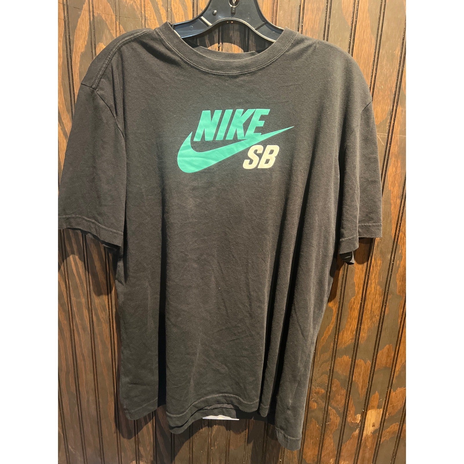 Nike SB Mens Graphic T-Shirt Black Teal Logo Skateboarding Crew Neck XL 25x28