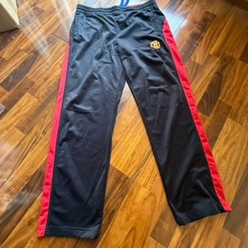Manchester United Official Team Track Pants Black Red Mens Large MUFC Training