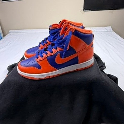 Nike Dunk High Men Orange Blue Leather Sneakers Shoes Size 8