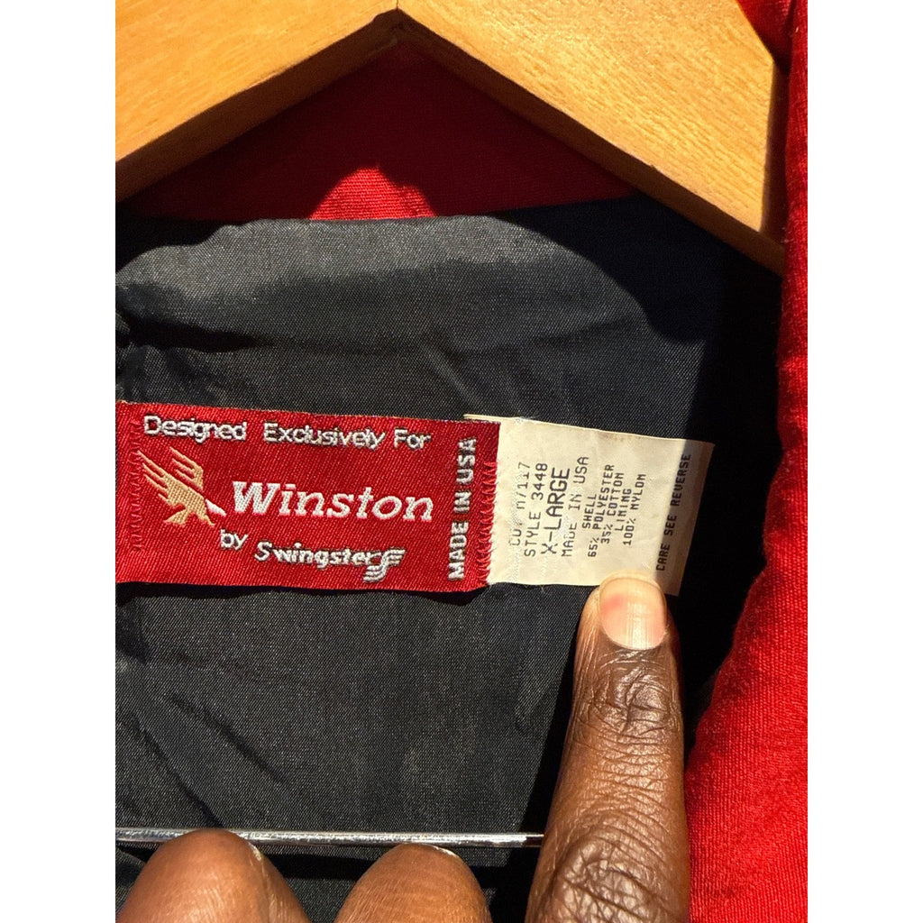 Vintage Winston Racing Team Jacket Swingster Black Red NASCAR Bomber Large XL