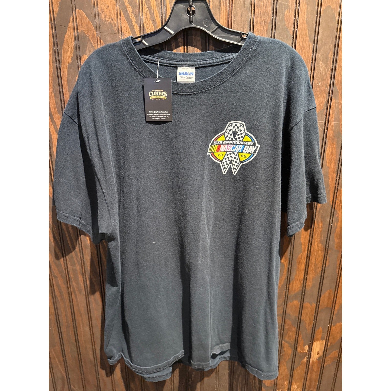 Gildan 2008 NASCAR Day 5th Anniversary Graphic T-Shirt Mens Black XL 22x30
