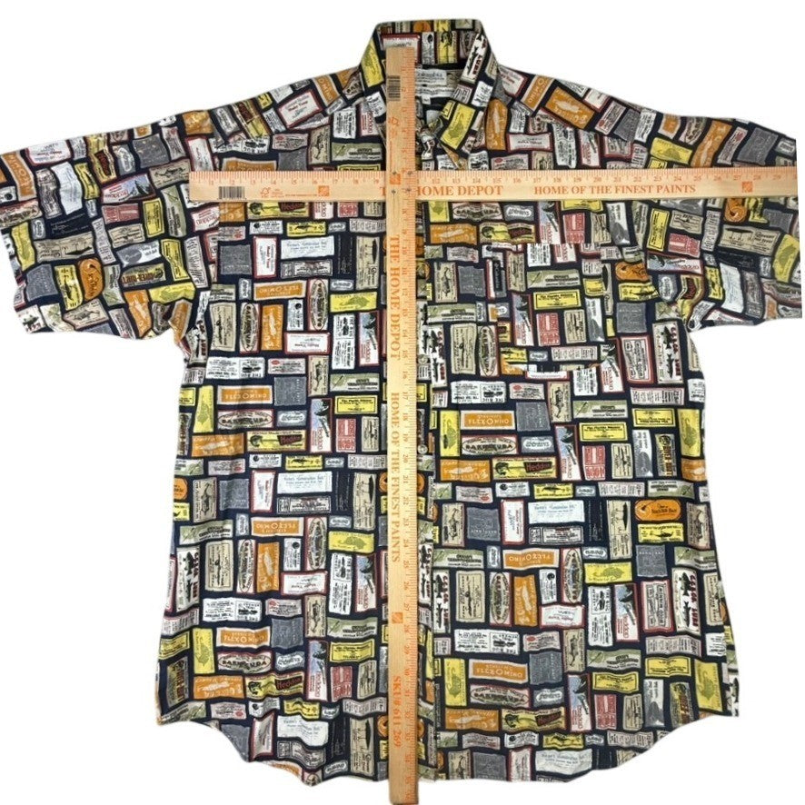 Columbia Sportswear Mens XLT Fishing Bait Lure Print Short Sleeve Button Up