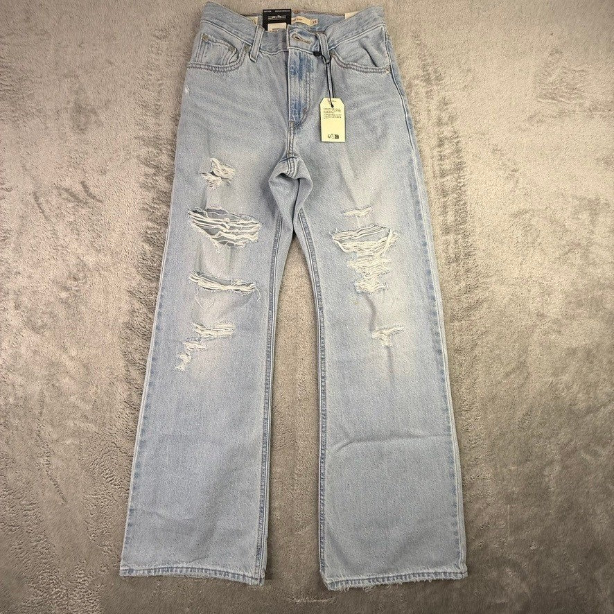 Levis Premium Loose Boot Distressed Jeans Light Wash Women 23x31 High Rise NEW