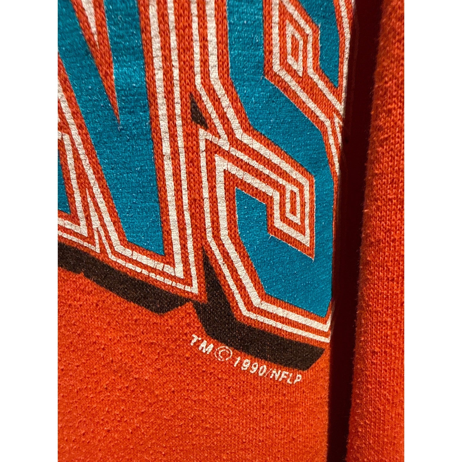 Vintage 1990 Miami Dolphins Logo 7 Sweatshirt Mens XL Orange NFL Colorblock