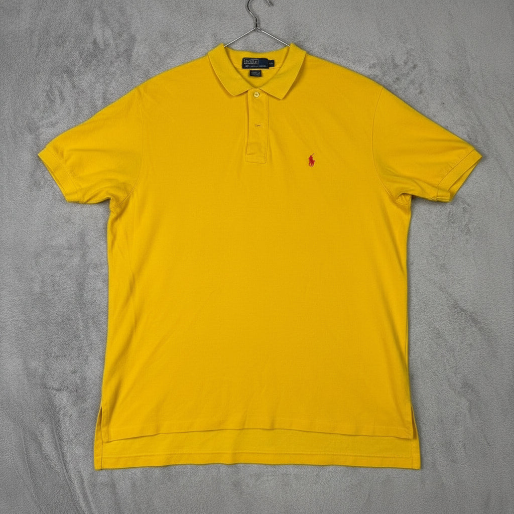 Polo Ralph Lauren Mens Yellow Fit Short Sleeve Polo Shirt Red Pony Logo XL