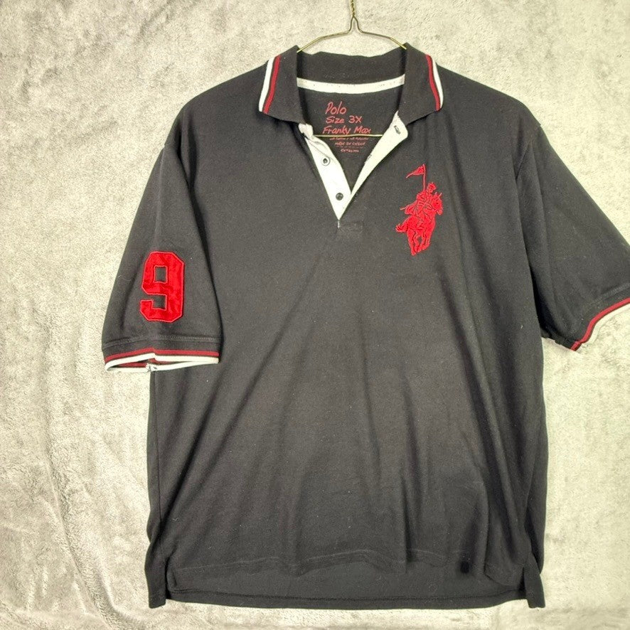 Polo Ralph Lauren Franky Max Black Red Big Pony Logo Embroidered Polo Shirt 3X