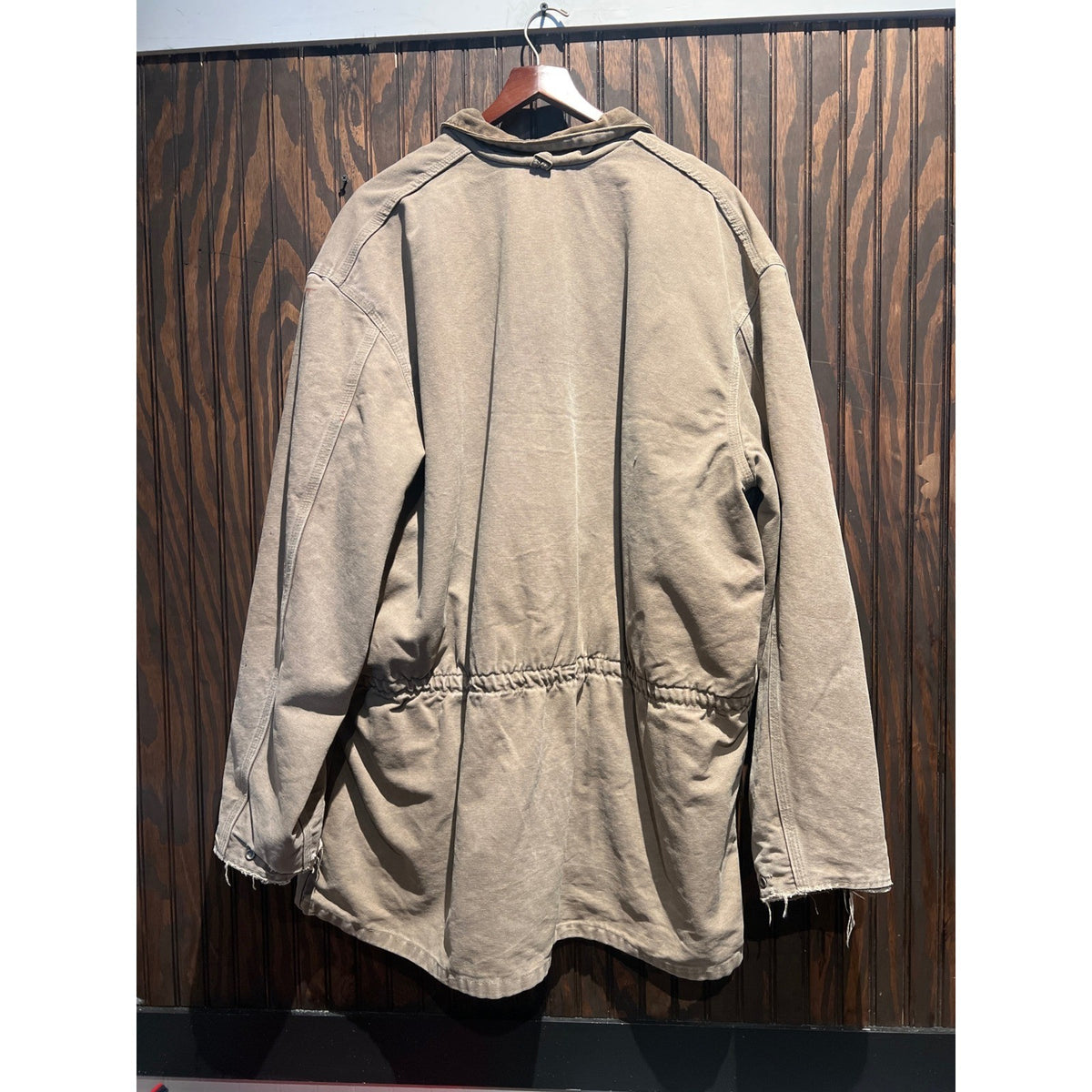 Carhartt Sandstone Duck Arctic Coat Tan Sherpa Lined Distressed Jacket 29x35