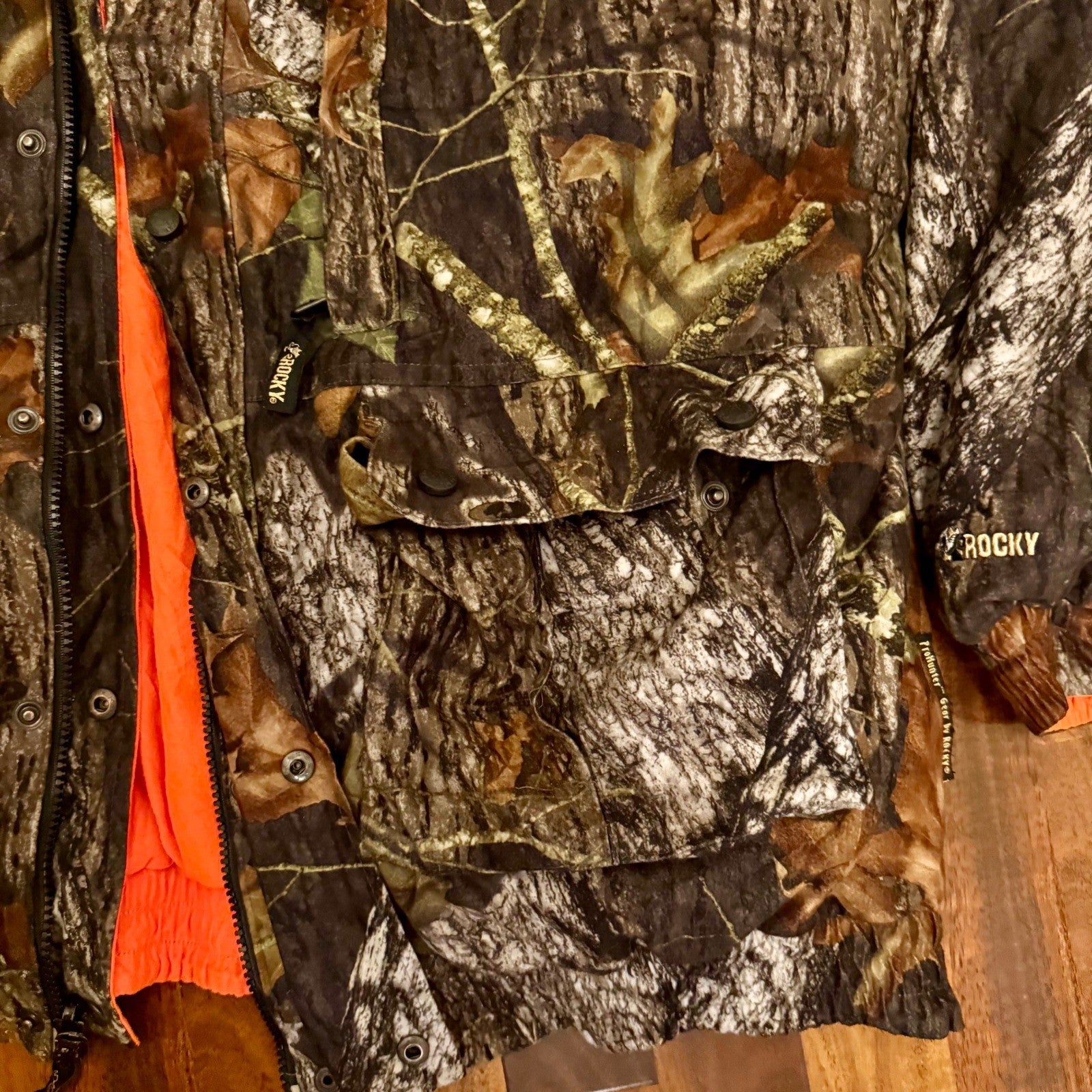 Rocky ProHunter Mens Camo Hunting Jacket Blaze Orange Lining Forest Camouflage