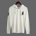 Polo Ralph Lauren Mens White Big Pony Cotton Mesh Pique Hoodie Pullover Large