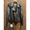 Levis Mens Faux Leather Moto Biker Jacket Black Asymmetric Zip Epaulettes L