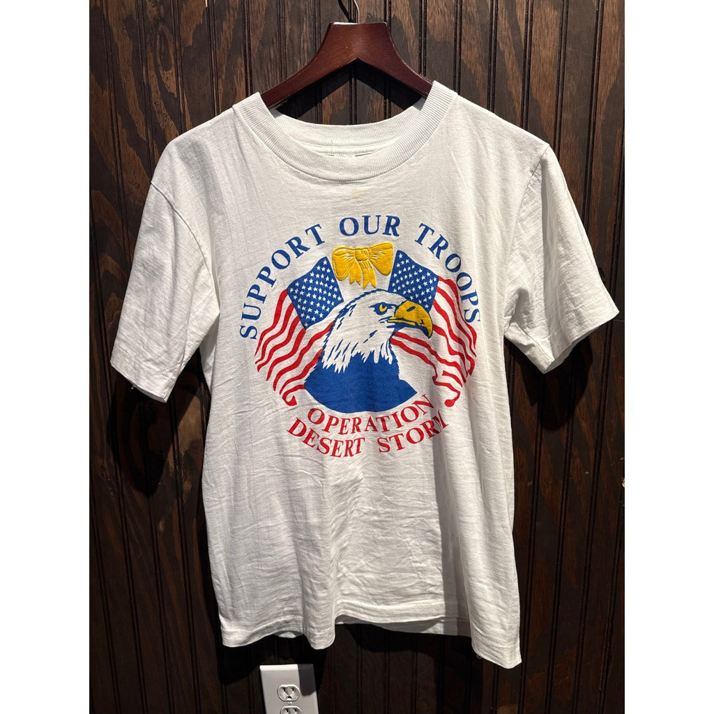 Vintage Operation Desert Storm Support Our Troops T-Shirt Whit Single Stitch 90s