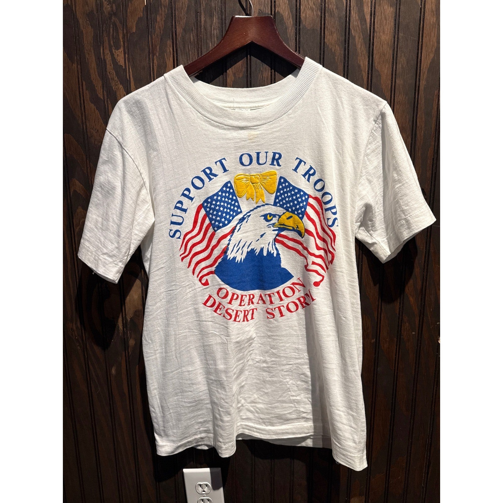 Vintage Operation Desert Storm Support Our Troops T-Shirt Whit Single Stitch 90s