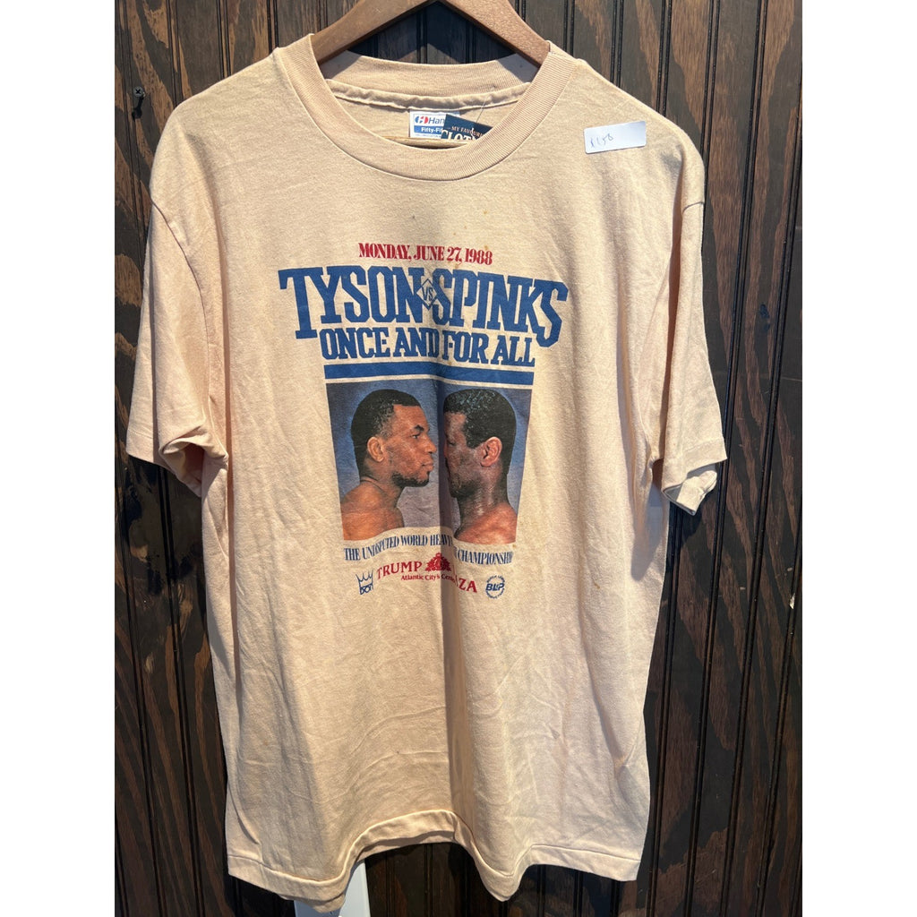 Vintage 1988 Mike Tyson vs Spinks Boxing T Shirt Hanes Single Stitch XL