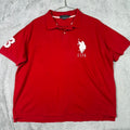 US Polo Assn Mens Red Short Sleeve Polo Shirt Big Tall 2XL Logo