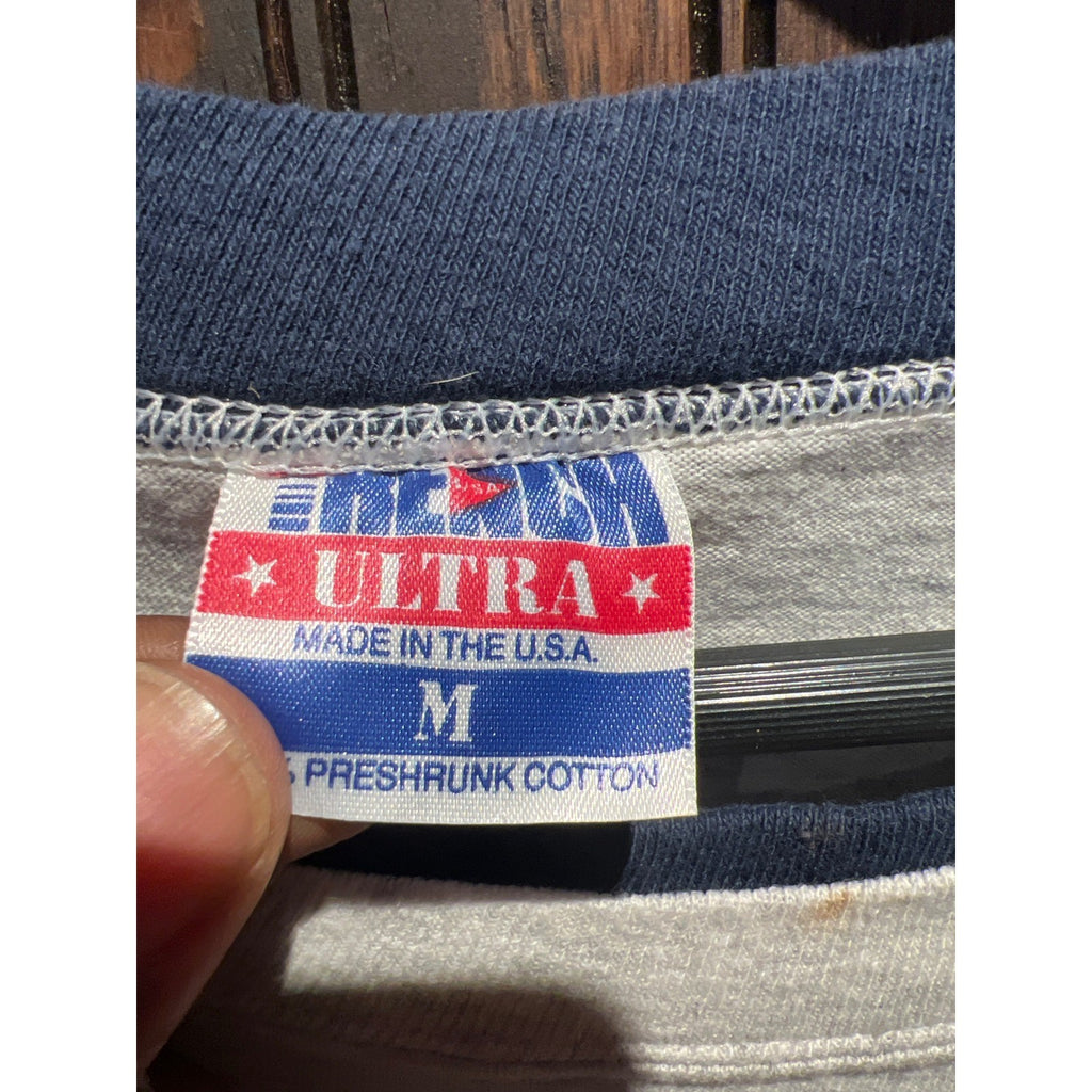 Vintage 1991 Minnesota Twins Trench Ultra Shirt Gray Navy Ringer MLB Mens Medium