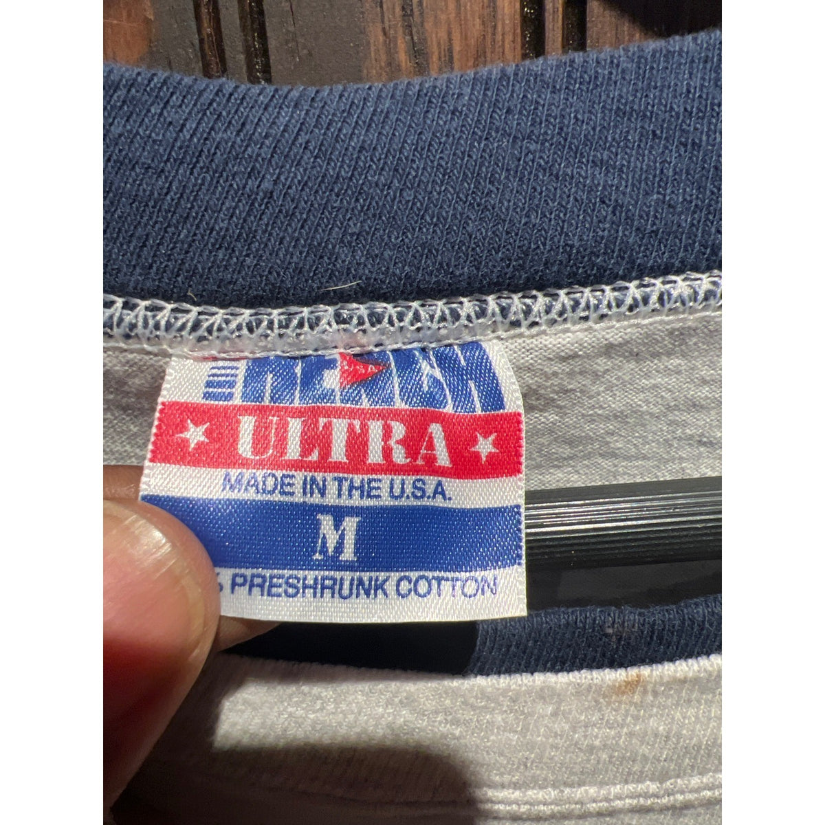 Vintage 1991 Minnesota Twins Trench Ultra Shirt Gray Navy Ringer MLB Mens Medium