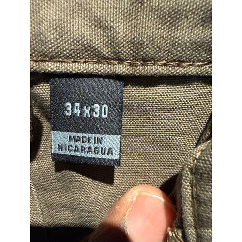 Carhartt Loose Fit Canvas Carpenter Pants Tan Brown Mens 34x30 Utility Workwear