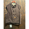 Carhartt V33 DKB Sandstone Mock Neck Sherpa Lined Vest Dark Brown Mens Large