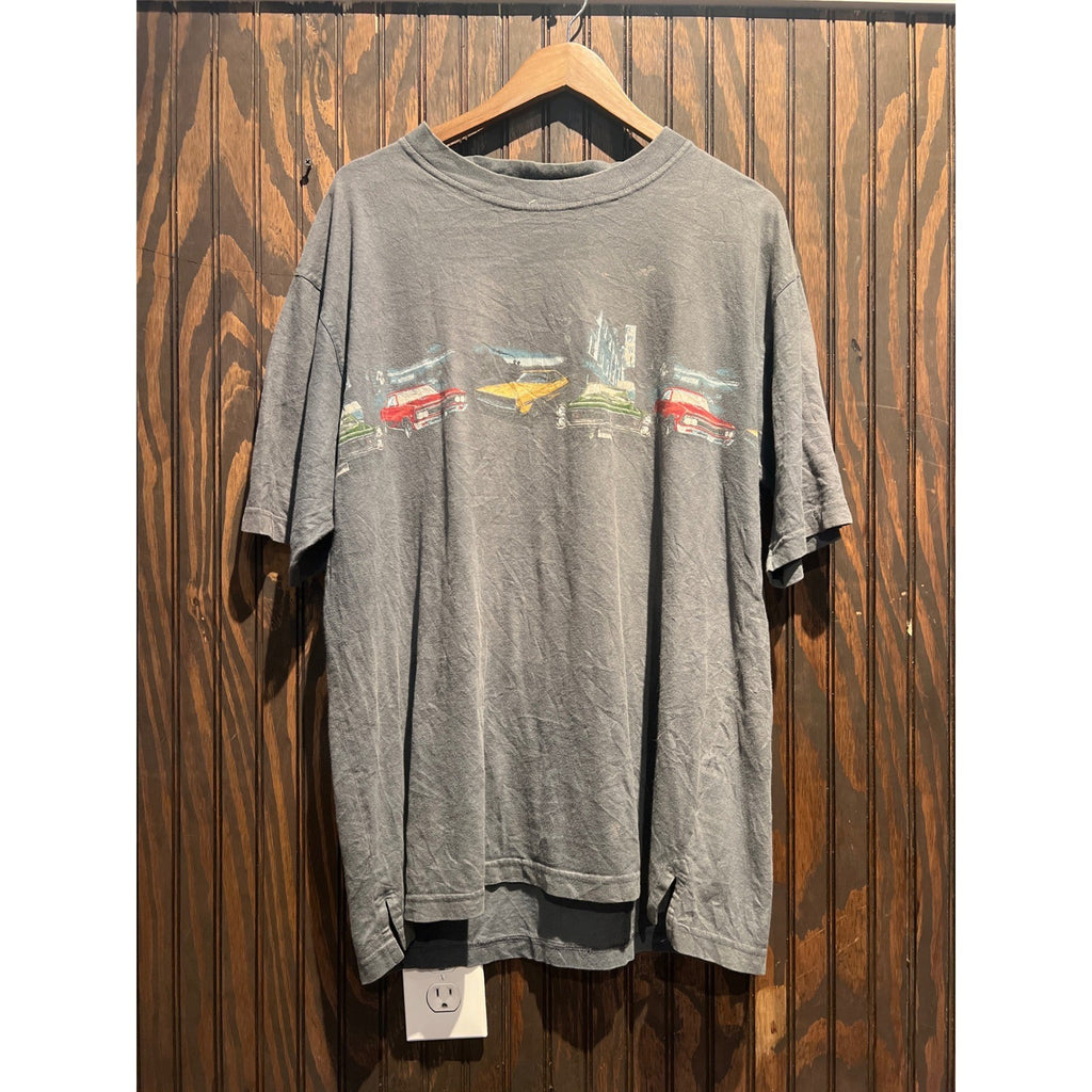 Vintage Classic Car Graphic T-Shirt Charcoal Grey Oversized Streetwear Tee