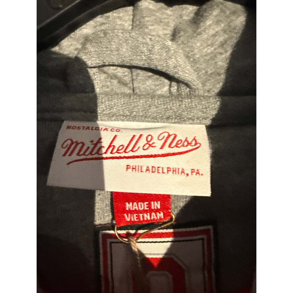 Mitchell & Ness Ohio State Buckeyes Varsity Jacket Red Cream Hooded Mens NEW