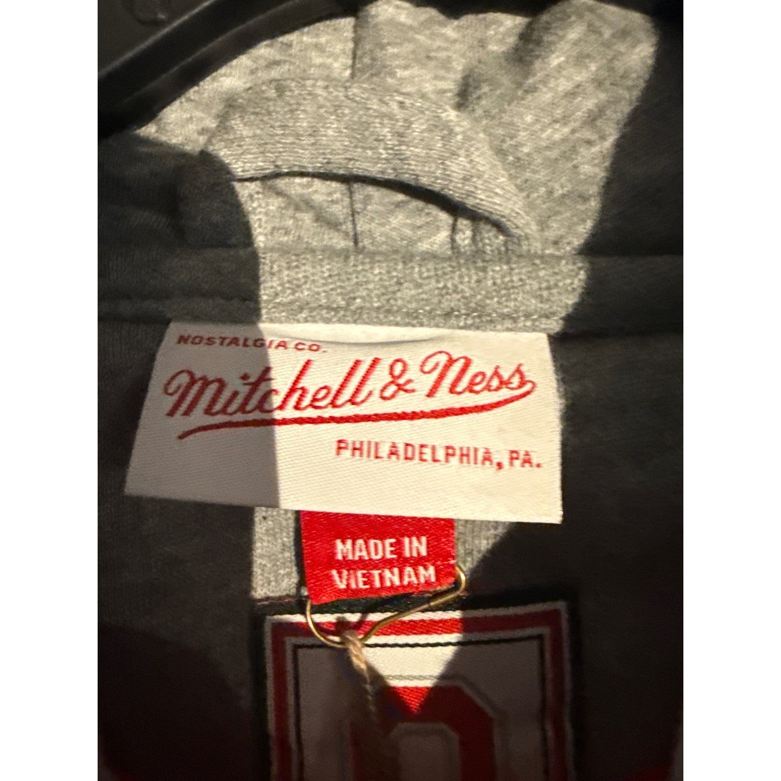 Mitchell & Ness Ohio State Buckeyes Varsity Jacket Red Cream Hooded Mens NEW