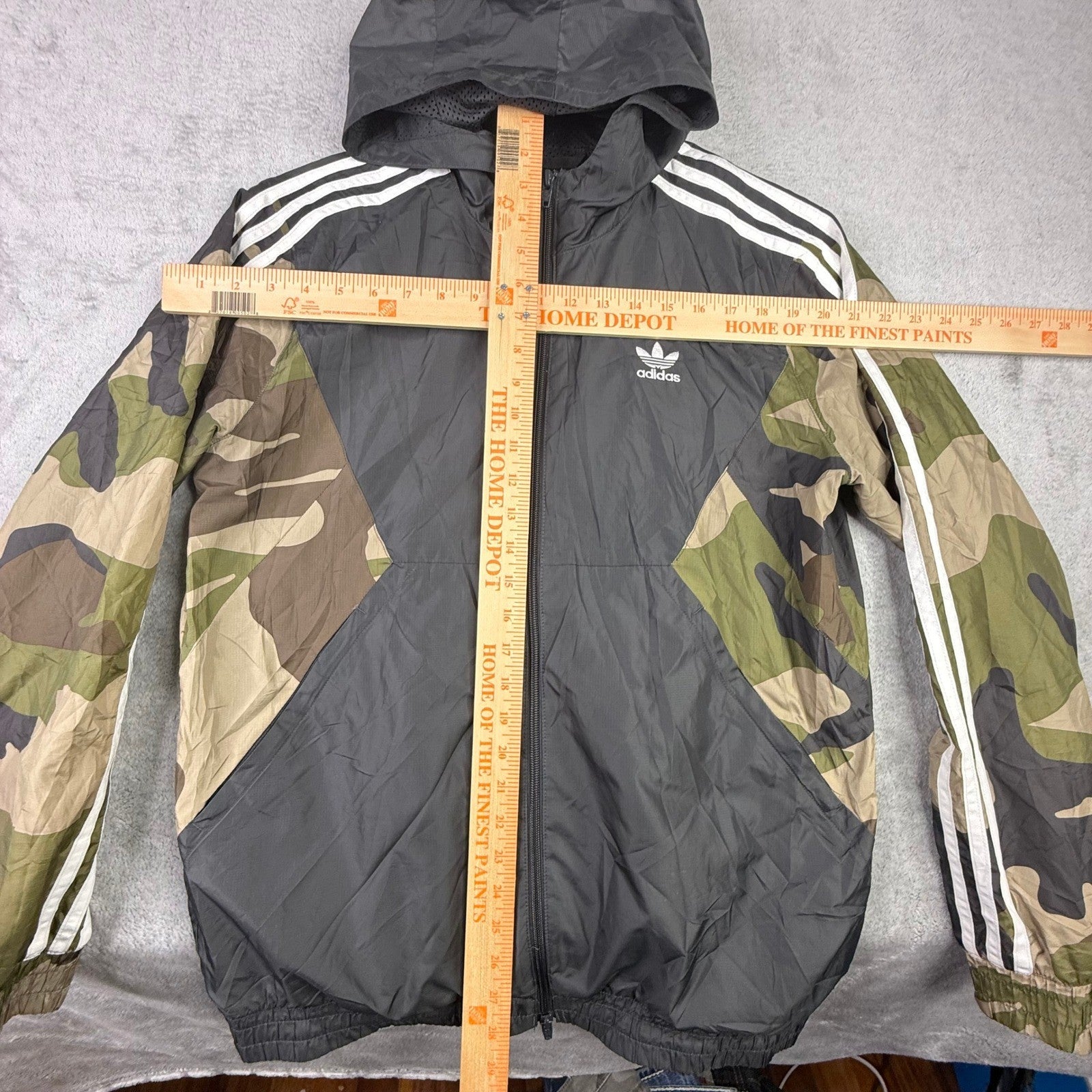 Adidas Originals Camo Colorblock Windbreaker Jacket Mens Medium Grey Hooded